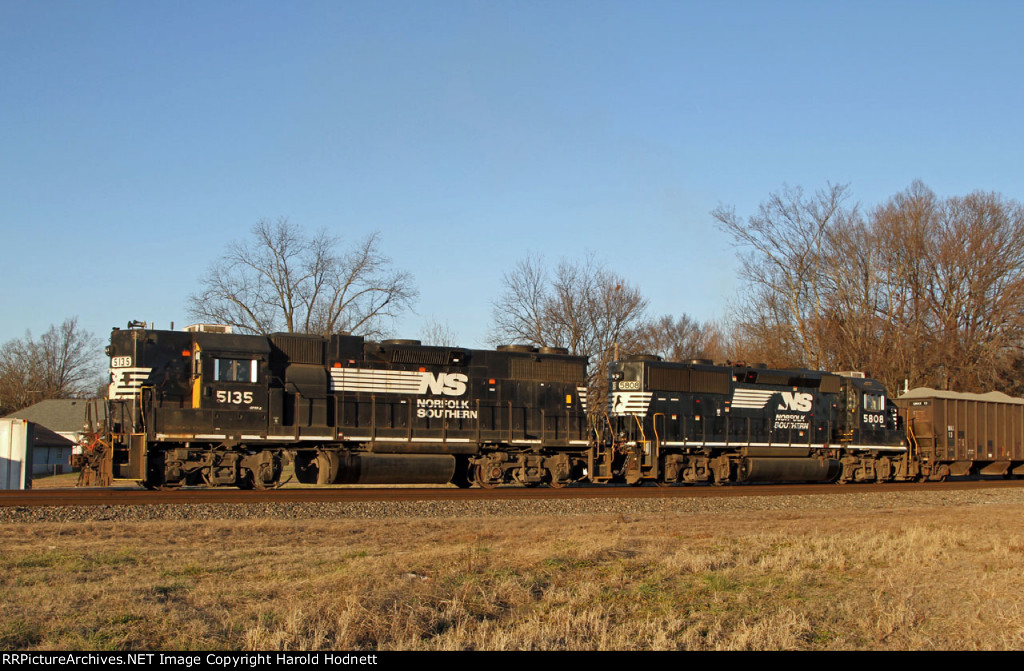 NS 5135 & 5808 push train P92 into the old yard